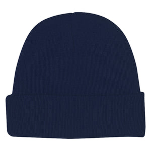 KNIT BEANIE WITH CUFF - Navy Blue