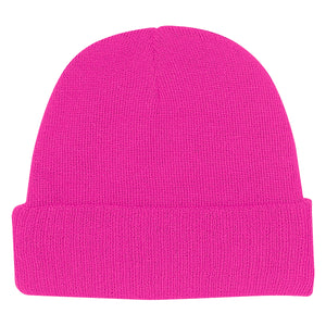 KNIT BEANIE WITH CUFF - Pink