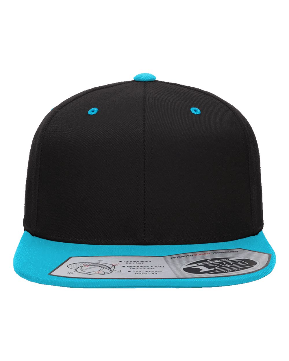 Flexfit Adult Wool Blend Snapback Cap - Black/ Teal