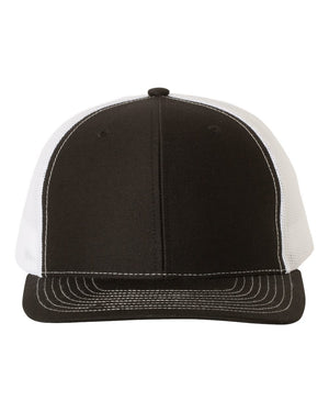 Richardson 112 Adjustable Snapback Trucker Cap - Black/ White