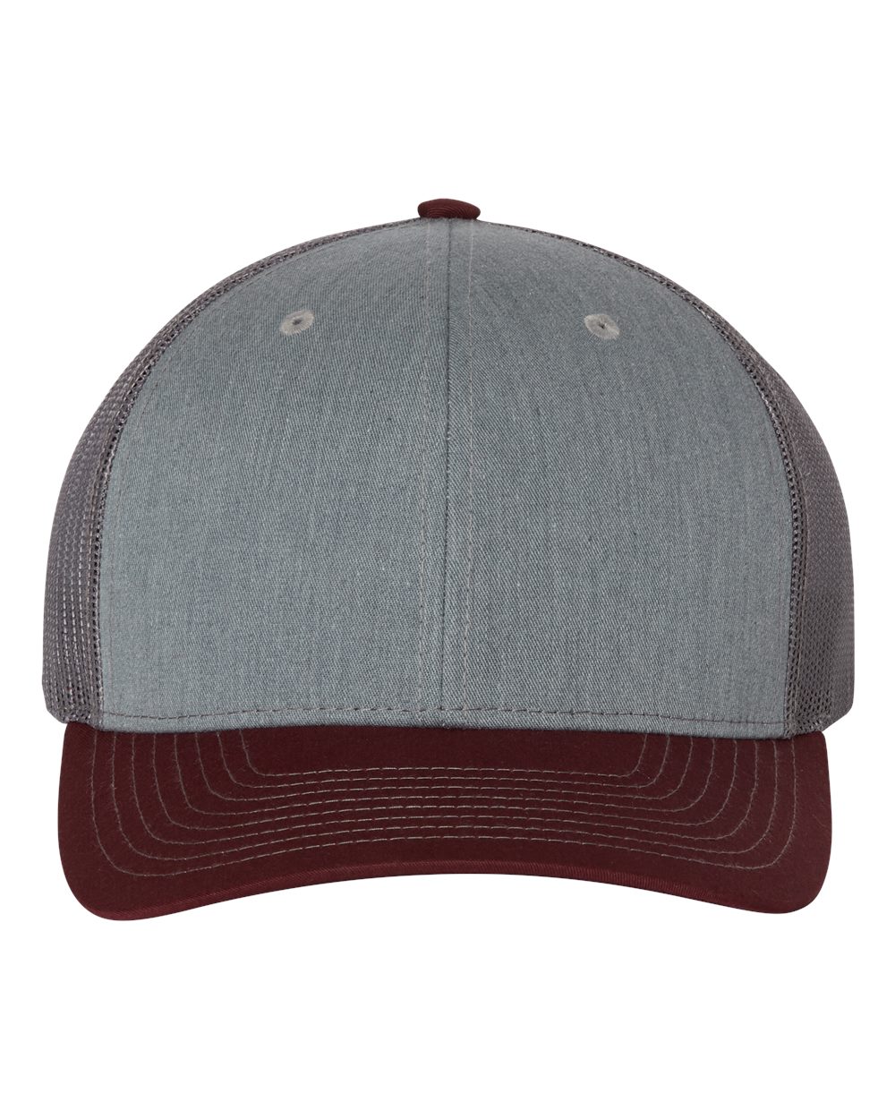 Richardson 112 Adjustable Snapback Trucker Cap - Heather Grey/ Charcoal/ Maroon
