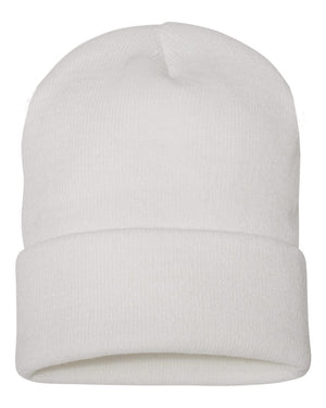 YP Classics Adult Cuffed Knit Beanie - White