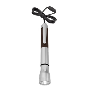 Flashlight With Light Up Pen - Silver With Black