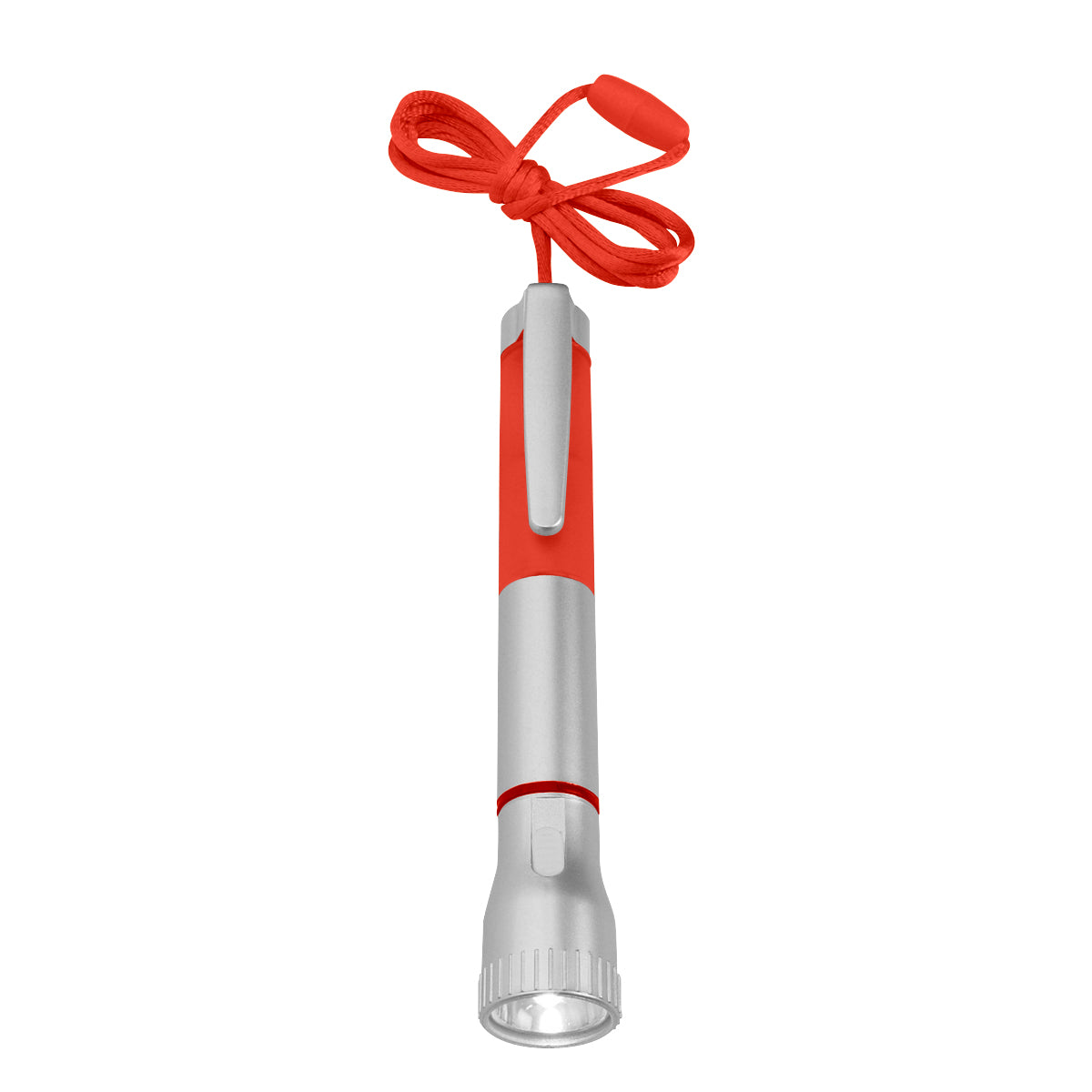 Flashlight With Light Up Pen - Silver With Red