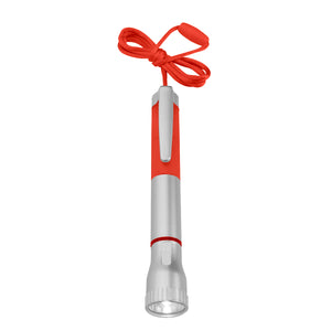 Flashlight With Light Up Pen - Silver With Red