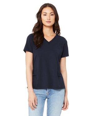 Ladies' Relaxed Triblend V-Neck T-Shirt - Solid Nvy Trblnd