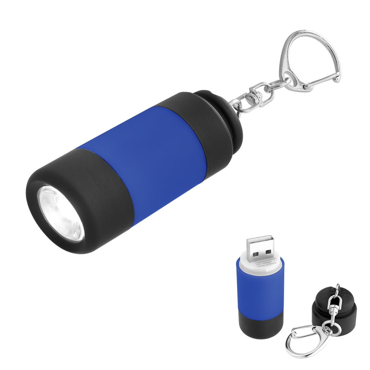 Rechargeable LED Light Key Chain - Royal Blue With Black