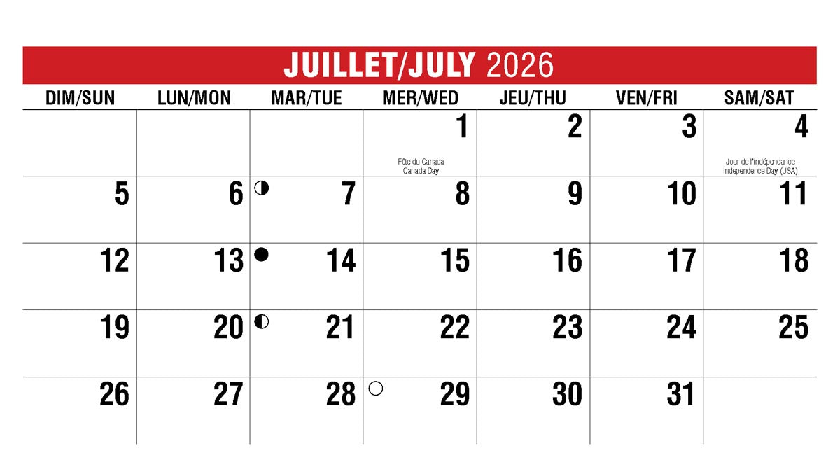 Scenes of Canada French English 2026 Promotional Desk Calendar