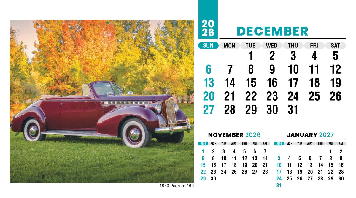 Classic Cars 2027 Promotional Desk Calendar