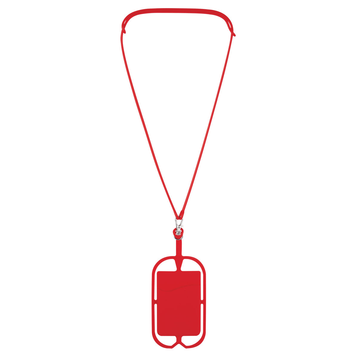 Silicone Lanyard with Phone Holder & Wallet - Red