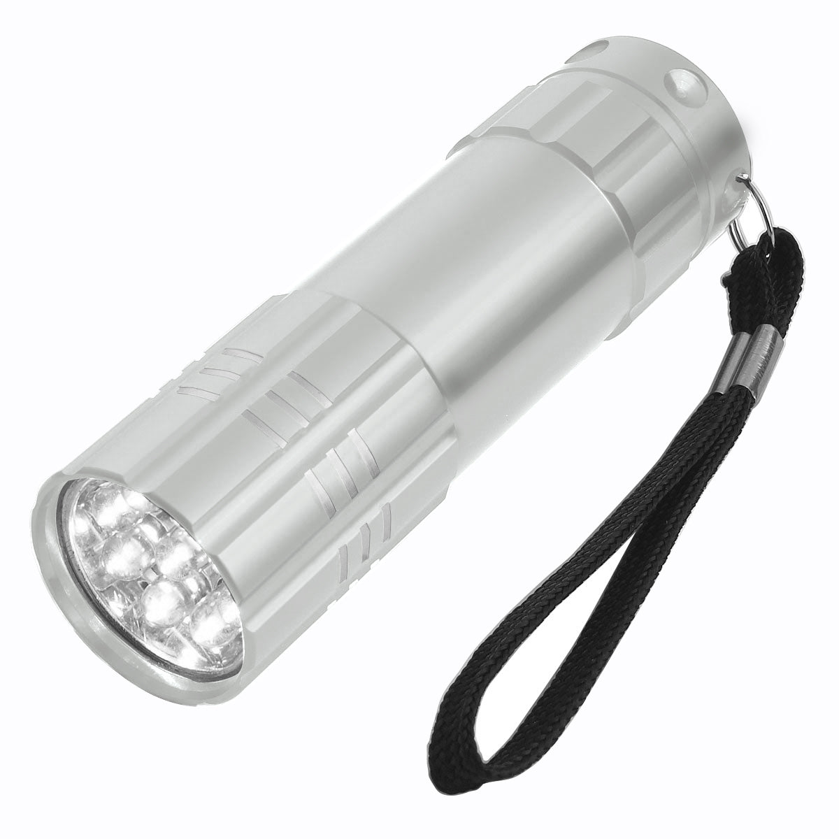 Aluminum LED Flashlight With Strap - Silver
