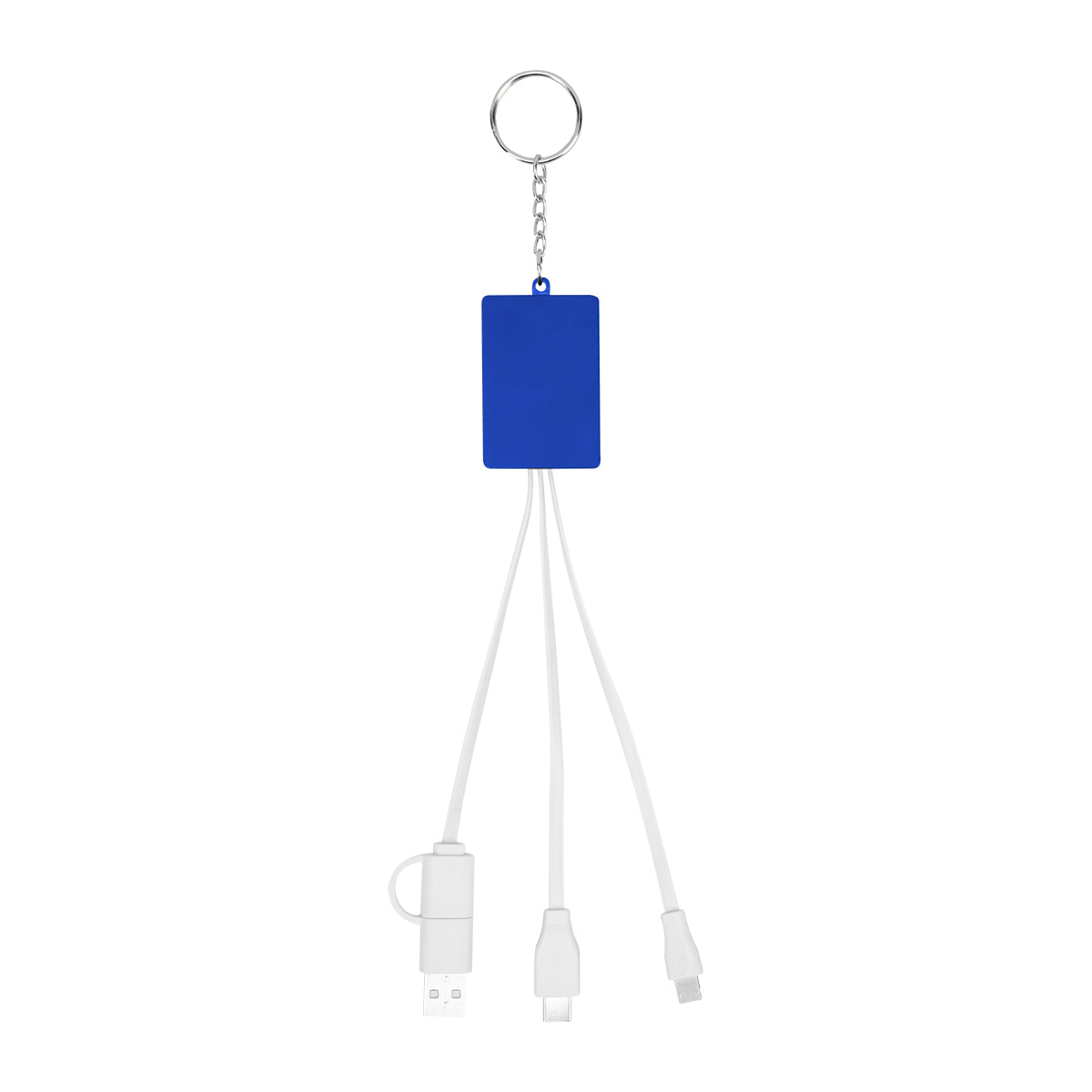 Multi-Charging Cable USB Hub Keyring - Royal With White