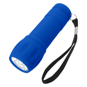 Rubberized Torch Light With Strap - Blue