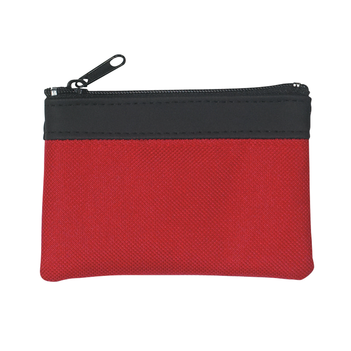 Zippered Coin Pouch - Red With Black