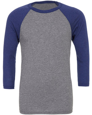Unisex Three-Quarter Sleeve Baseball T-Shirt - Grey/Navy Trb