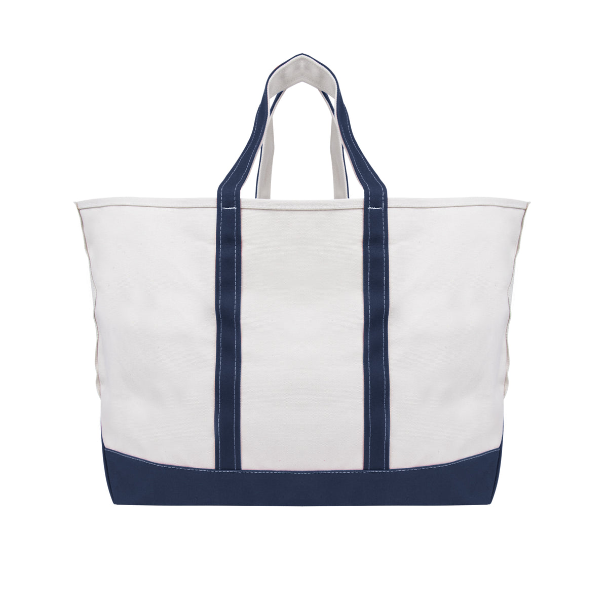 The Madelyn Cotton Canvas Tote Bag - Natural With Navy