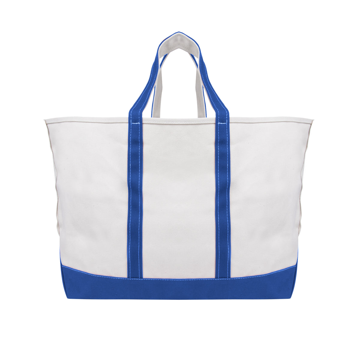 The Madelyn Cotton Canvas Tote Bag - Natural With Royal Blue