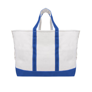 The Madelyn Cotton Canvas Tote Bag - Natural With Royal Blue