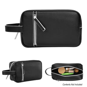 Glen Leatherette Toiletry Bag - Black With White