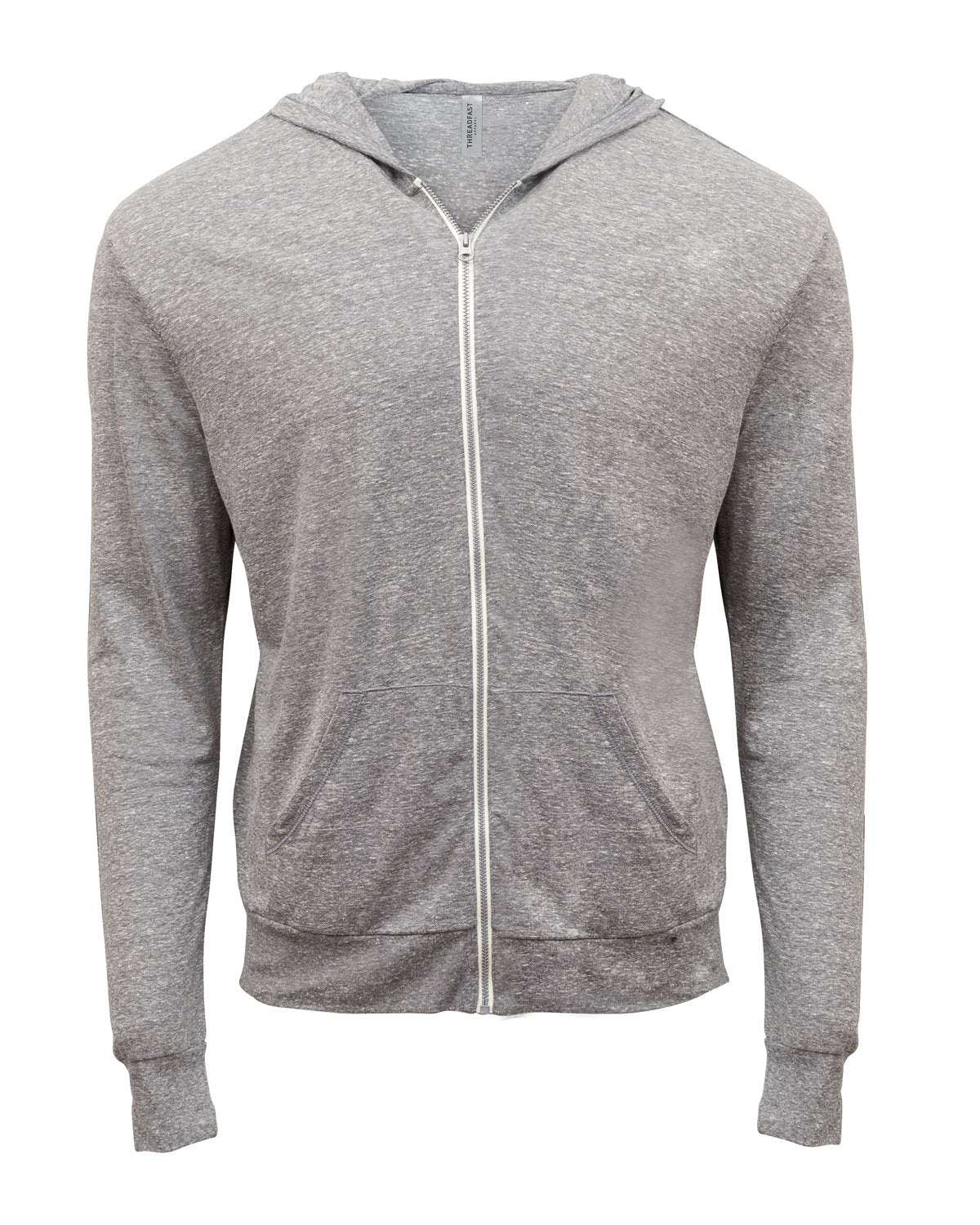 Threadfast Unisex Triblend Full-Zip Light Hoodie - Grey Triblend