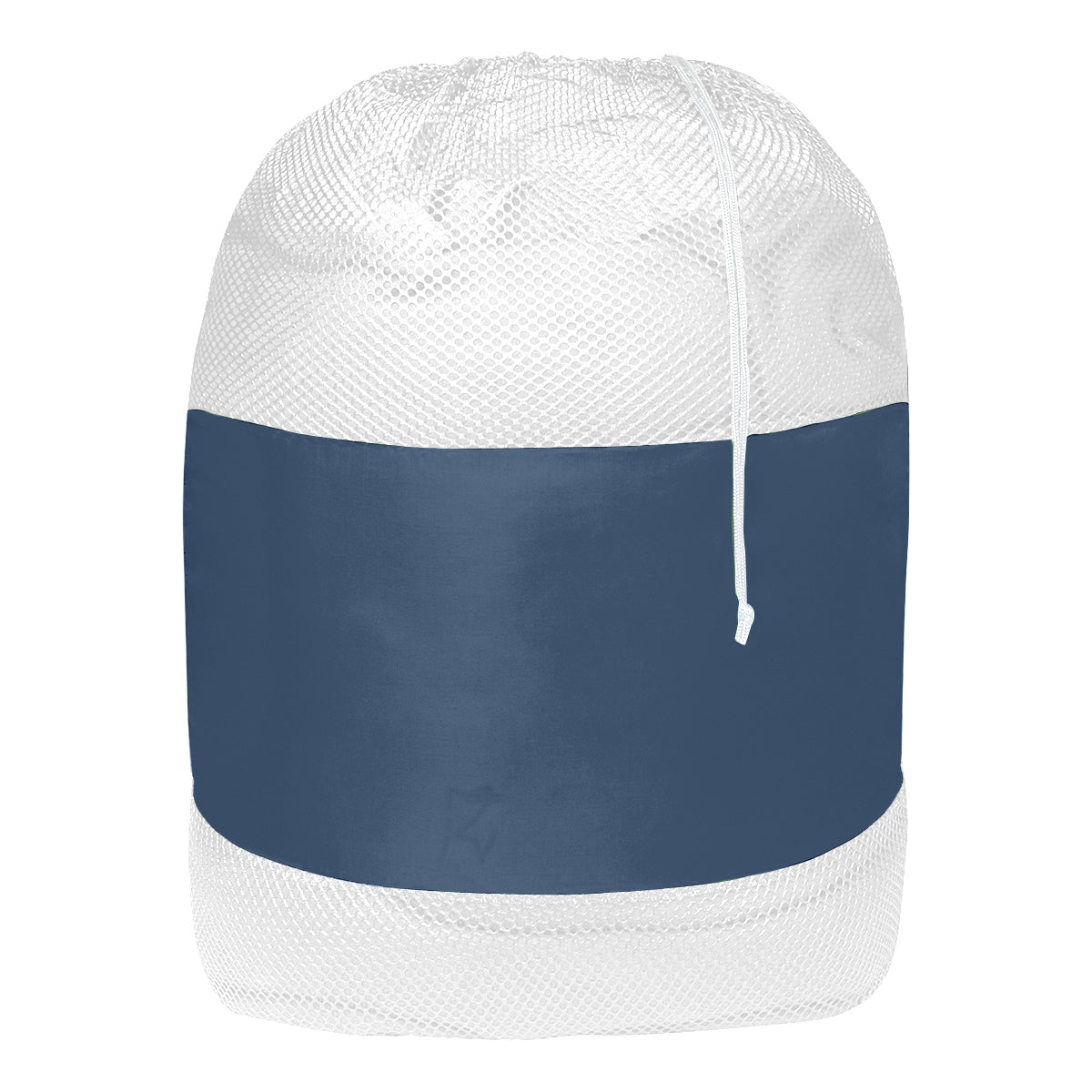 Mesh Laundry Bag - White With Navy Blue