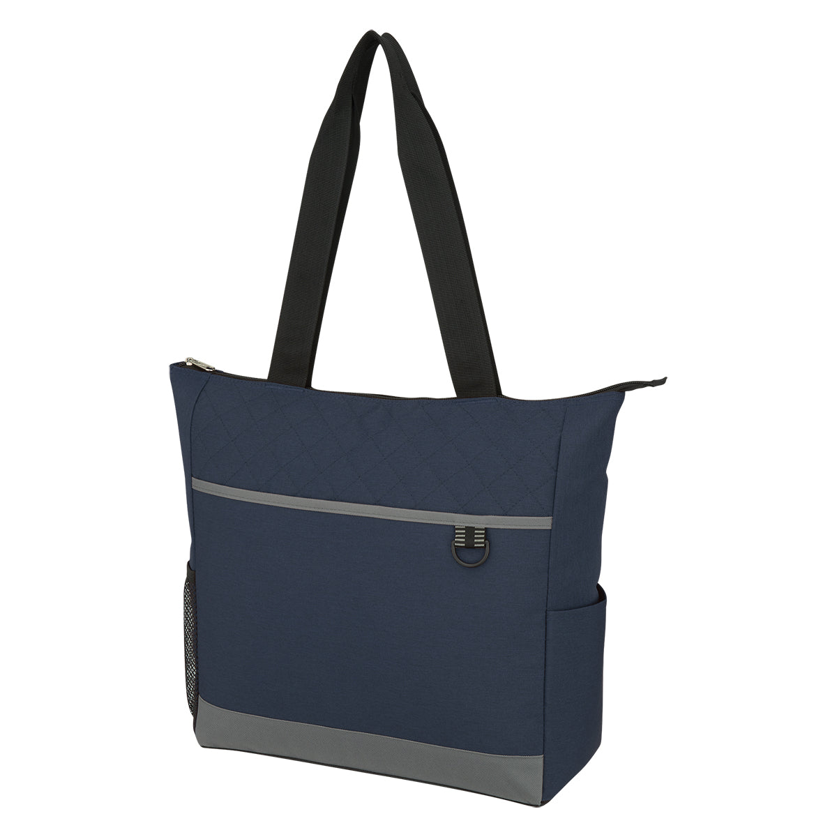 CARTER QUILTED TOTE BAG - Navy With Grey