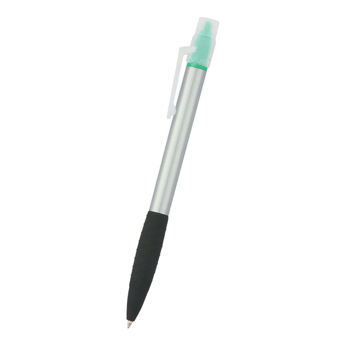 Neptune Pen With Highlighter - Silver With Green