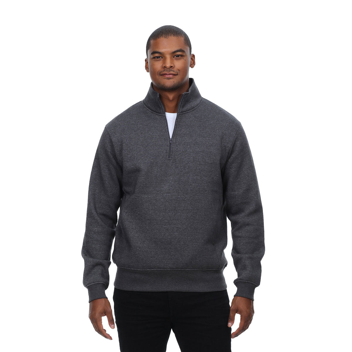 Threadfast Unisex Ultimate Fleece Quarter-Zip Sweatshirt - Charcoal Heather