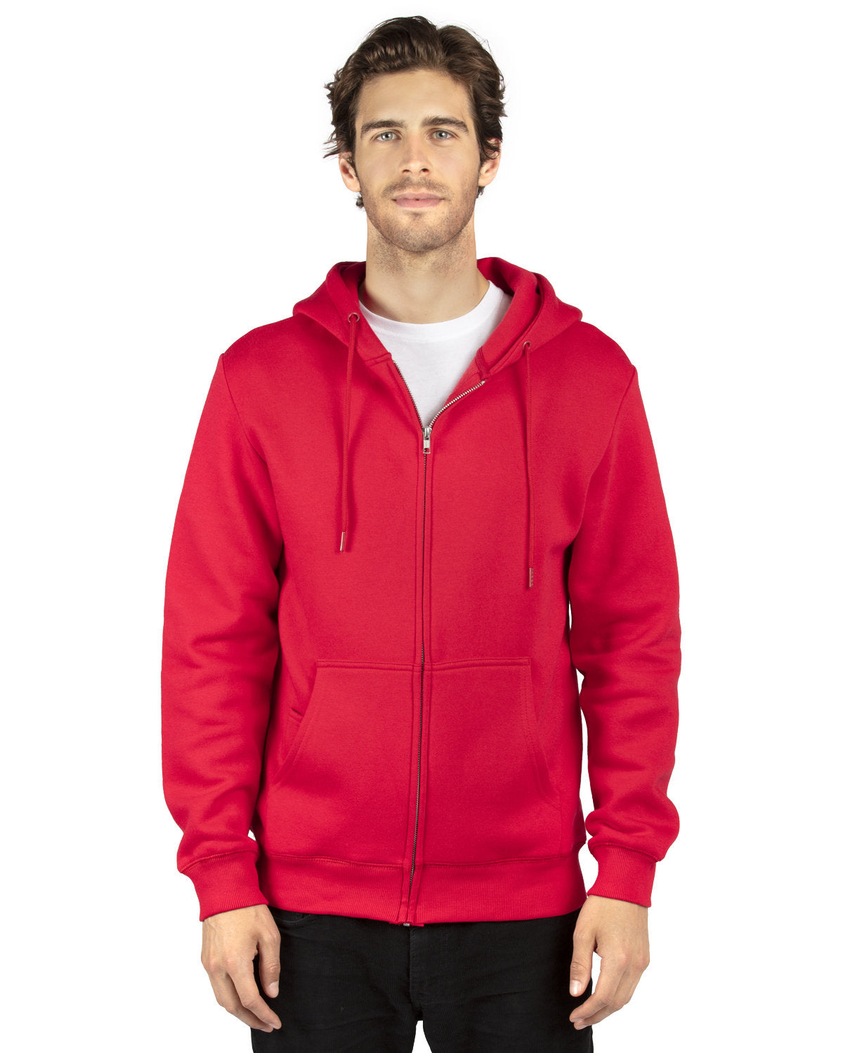 Threadfast Unisex Ultimate Fleece Full-Zip Hooded Sweatshirt - Red