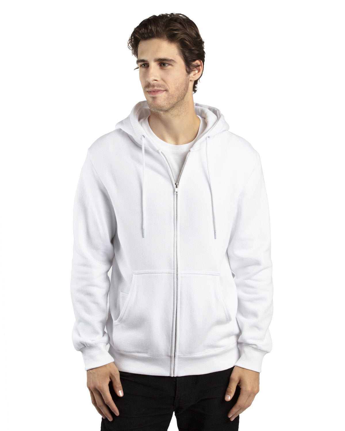 Threadfast Unisex Ultimate Fleece Full-Zip Hooded Sweatshirt - White
