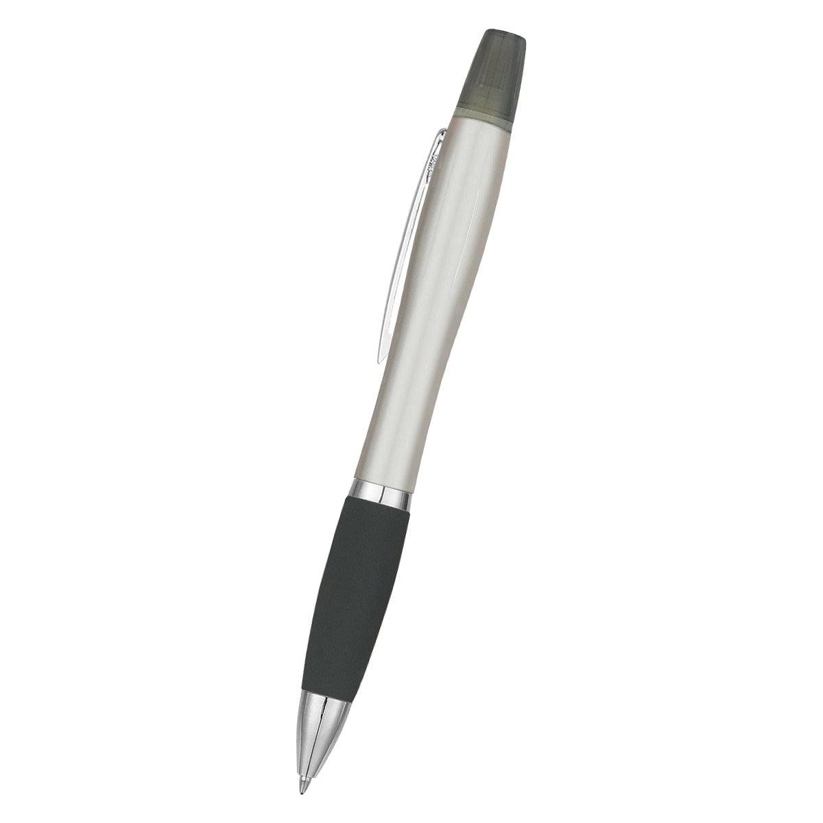 Twin-Write Pen With Highlighter - Silver With Black