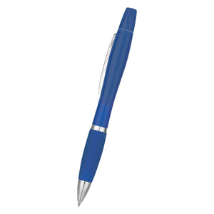 Twin-Write Pen With Highlighter - Translucent Blue