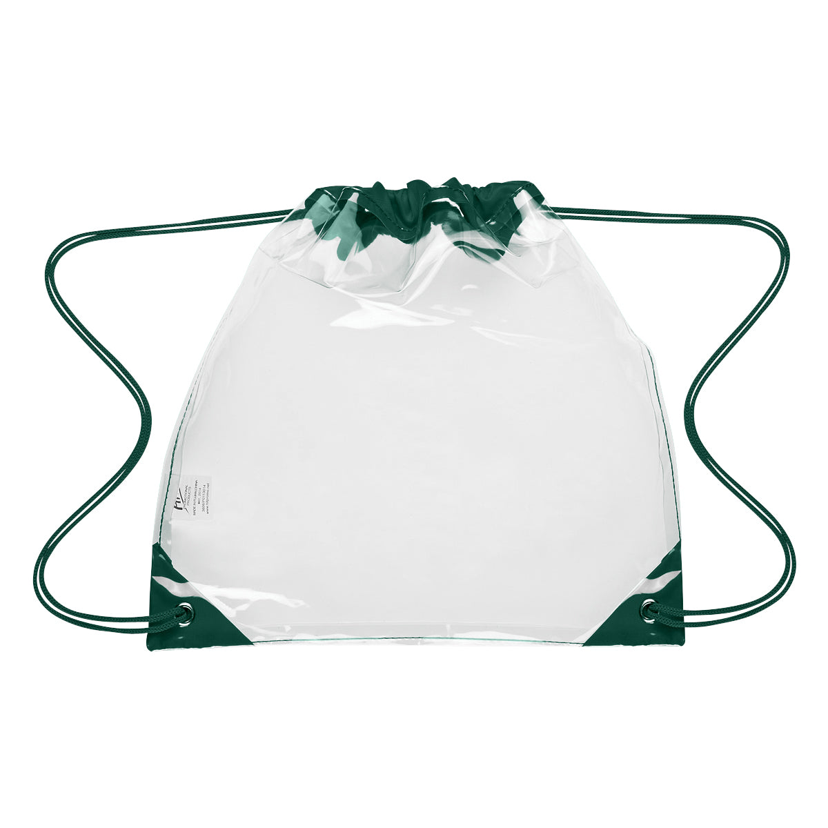 Touchdown Clear EVA Drawstring Backpack - Clear With Forest Green
