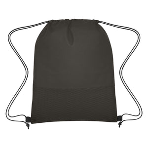 Wave Design Non-Woven Drawstring Bag - Black