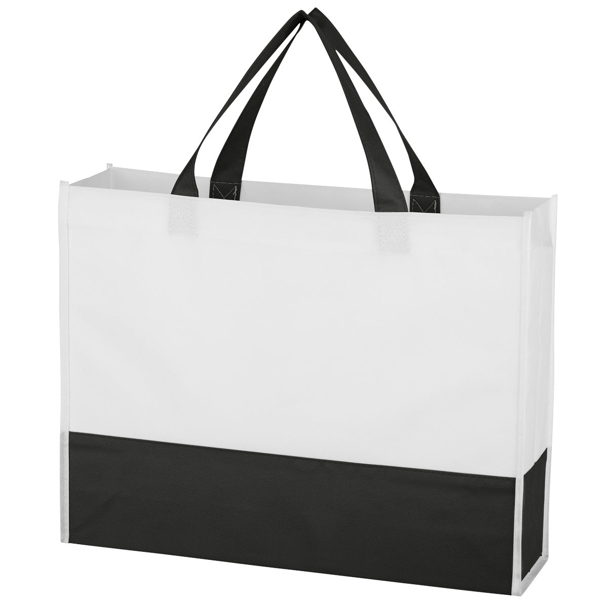 Non-Woven Prism Tote Bag - White With Black