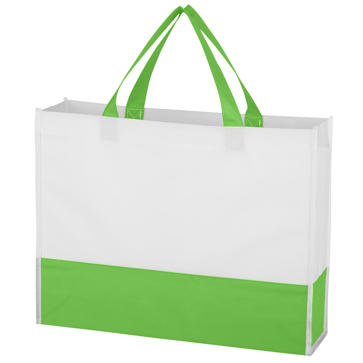 Non-Woven Prism Tote Bag - White With Green