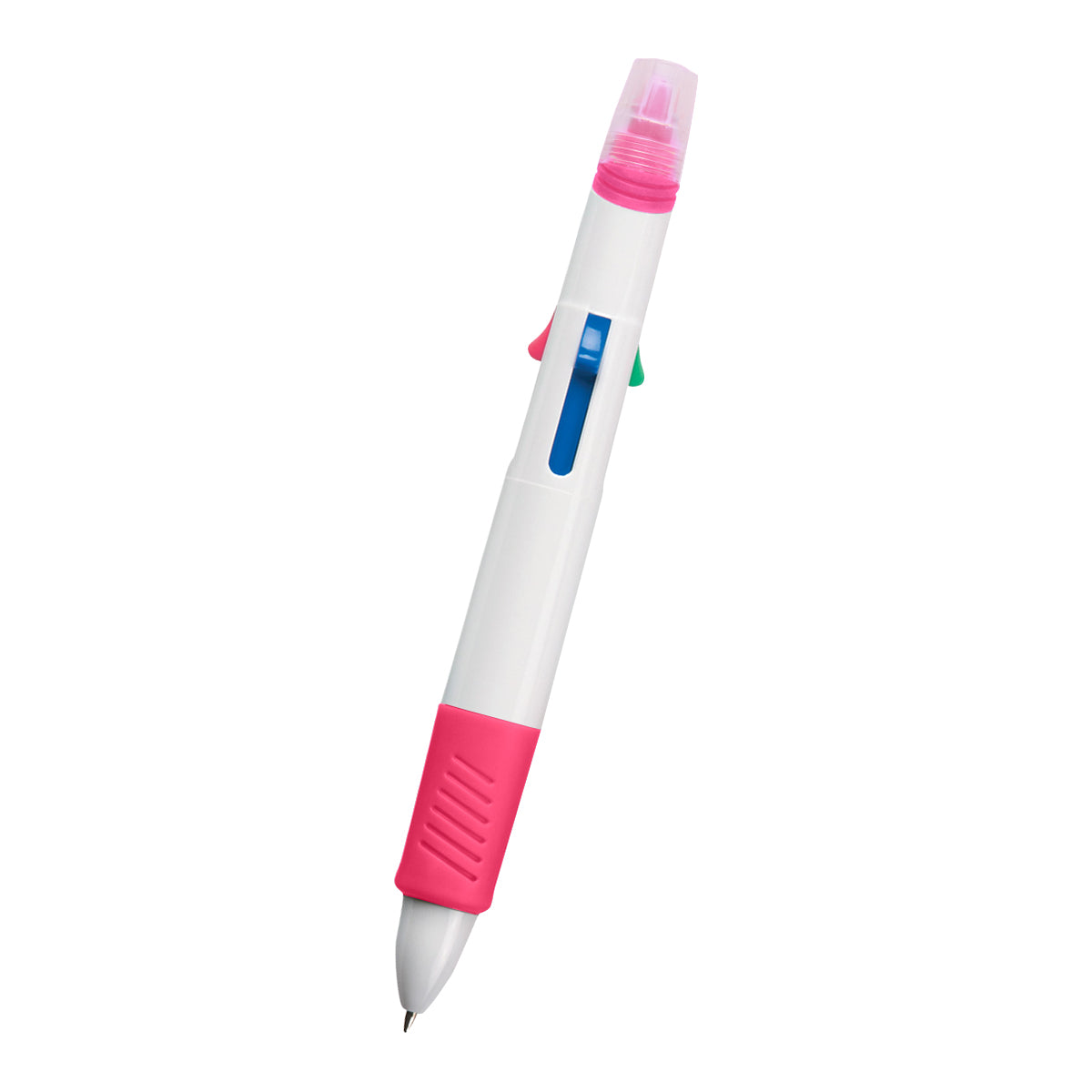 Quatro Pen With Highlighter - White With Pink