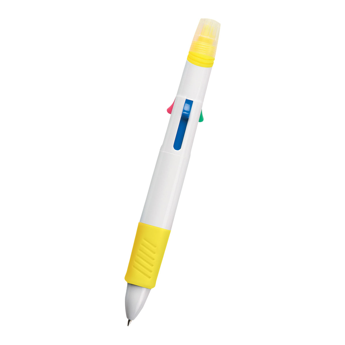 Quatro Pen With Highlighter - White With Yellow