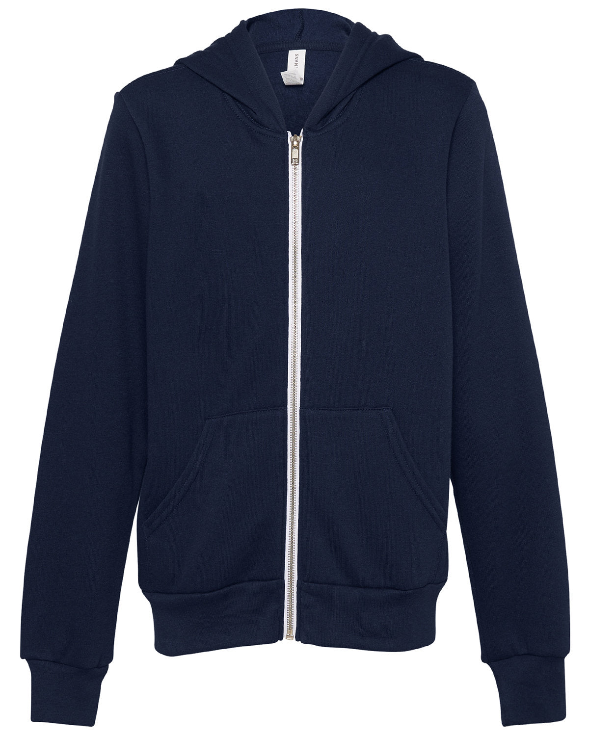 Bella + Canvas Youth Sponge Fleece Full-Zip Hooded Sweatshirt - Navy