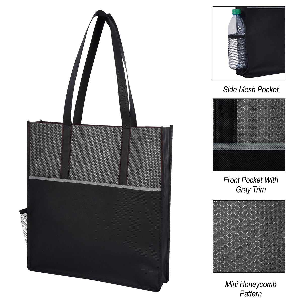 Promenade Non-Woven Tote Bag - Black