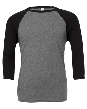 Unisex Three-Quarter Sleeve Baseball T-Shirt - Deep Hthr/Black