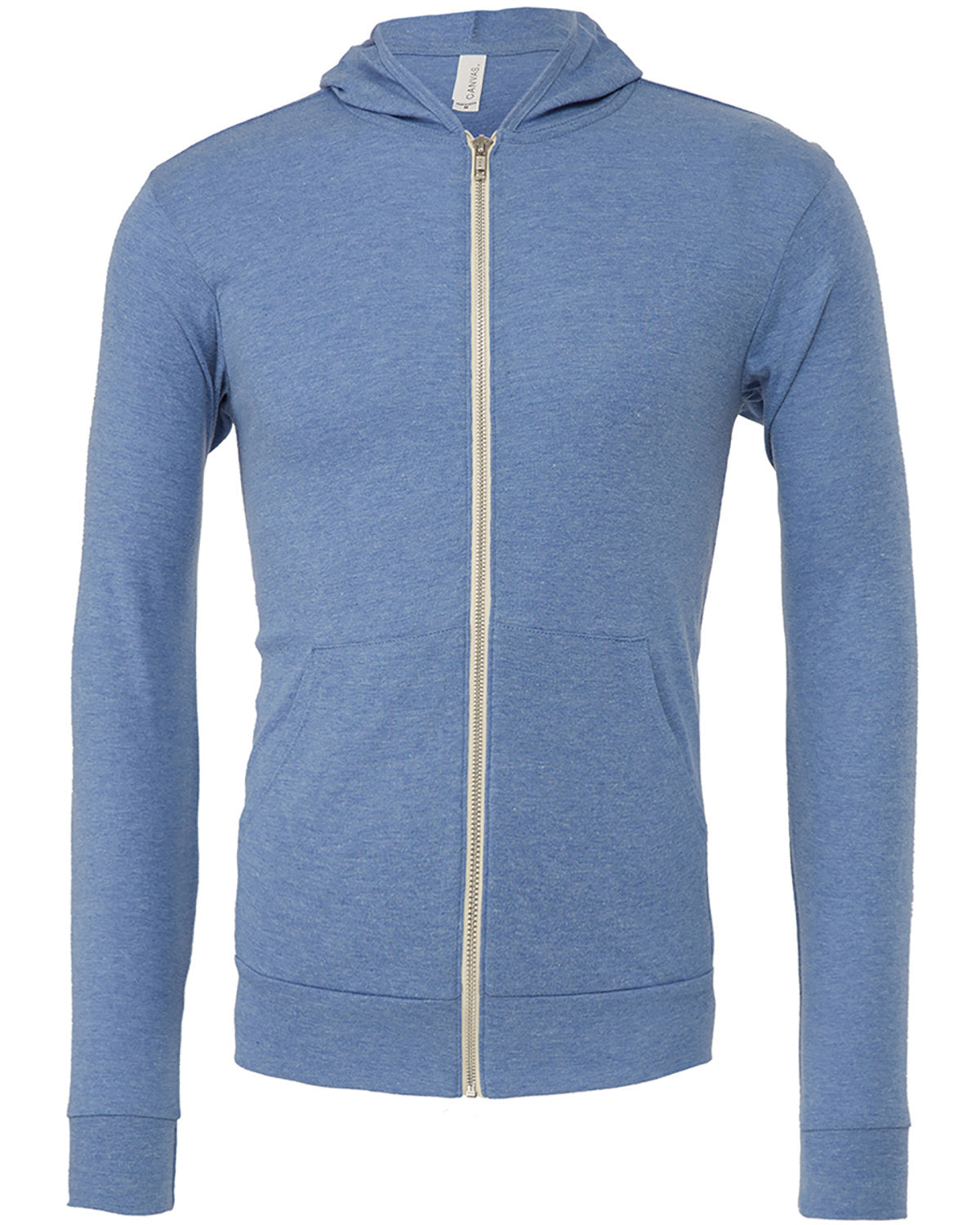 Bella + Canvas Unisex Triblend Full-Zip Lightweight Hoodie - Blue Triblend