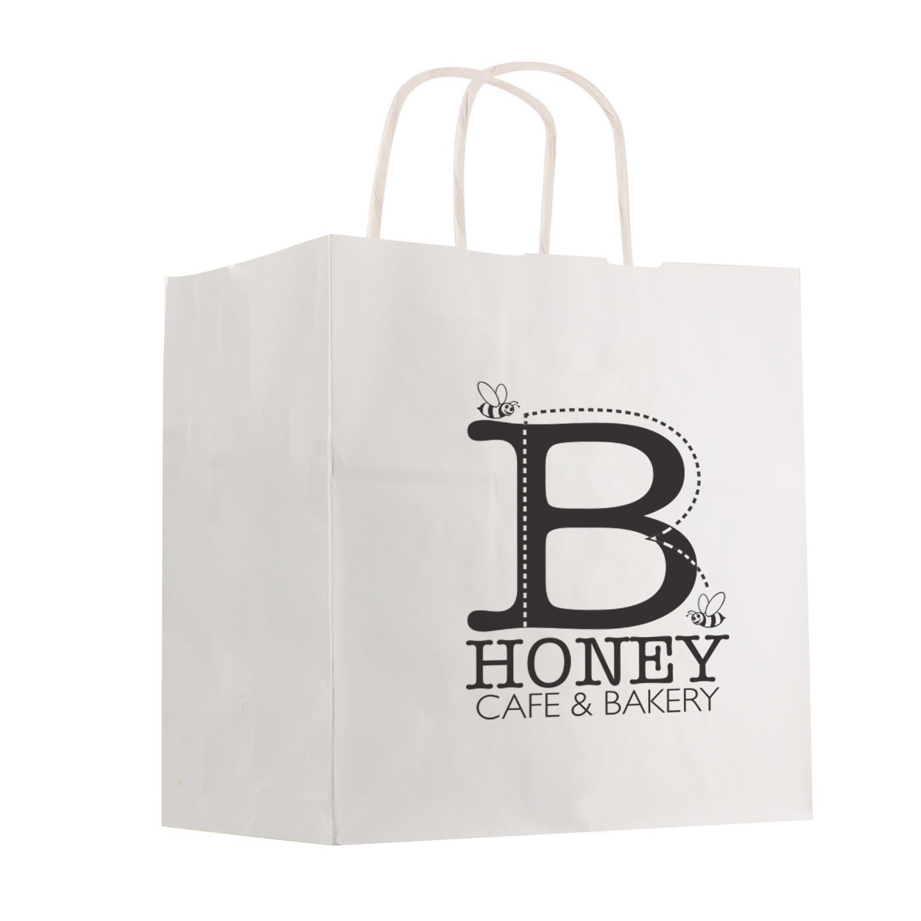 Kraft Paper White Shopping Bag - 10" x 10"