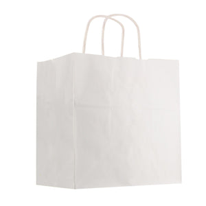 Kraft Paper White Shopping Bag - 10" x 10" - White