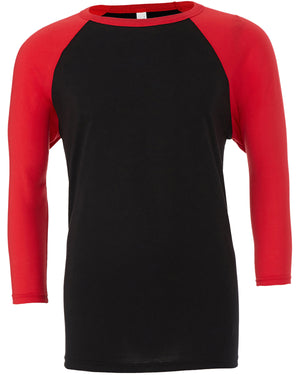 Unisex Three-Quarter Sleeve Baseball T-Shirt - Black/Red