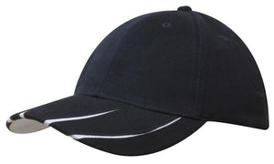 6 Panel BHC Cap with Peak Inserts - Custom Embroidered - Navy With White
