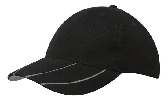 BHC Cap with Hi-Vis Peak Inserts - Custom Embroidered - Black With Silver