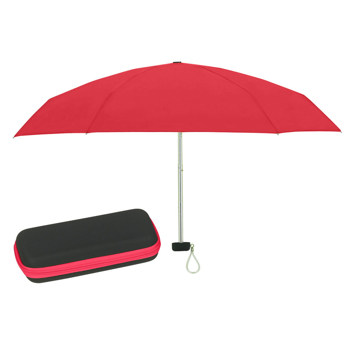 37" Arc Telescopic Folding Travel Umbrella With Eva Case - Red