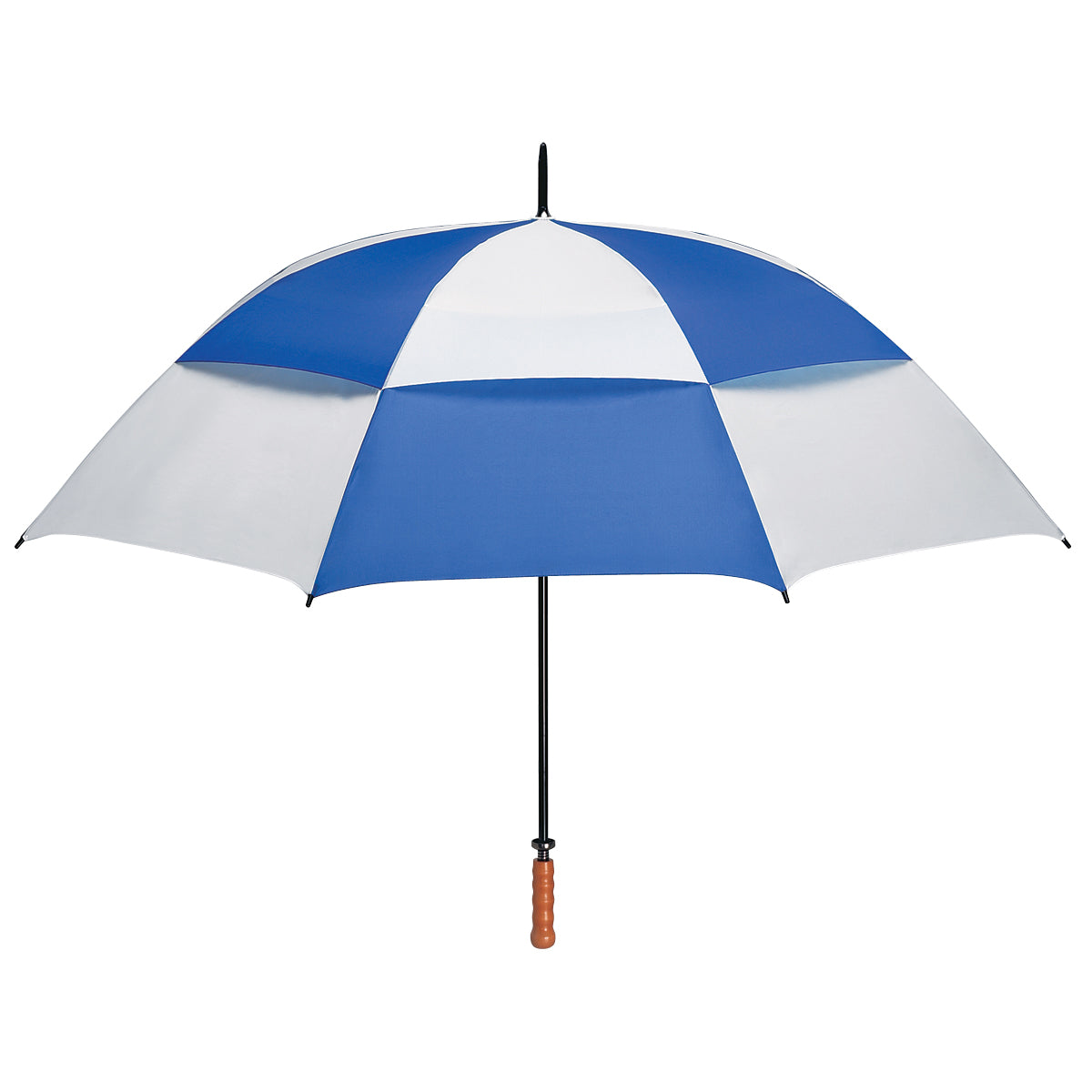 68" Arc Vented, Windproof Umbrella - White With Royal Blue