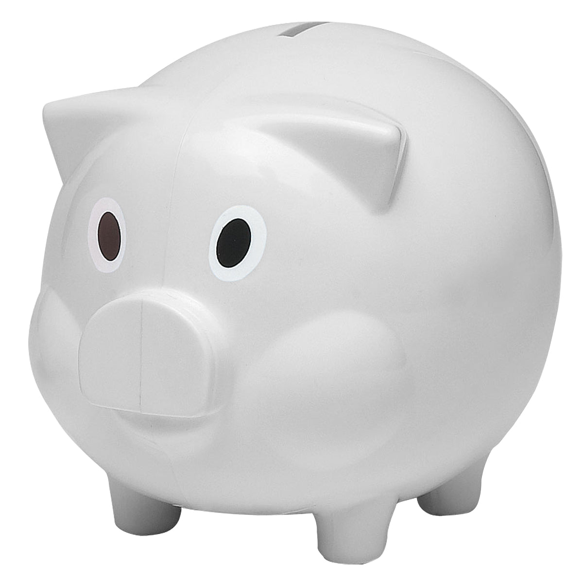 Plastic Piggy Bank - White